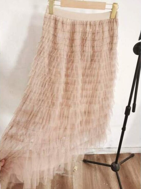 Tulle Skirt Women Skirt Vintage Elegant Petite Puffy Mesh Skirt Spring - Picture 5 of 10